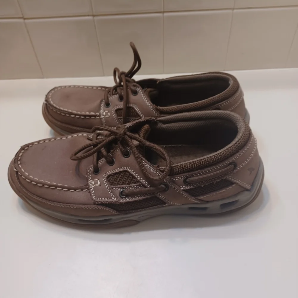 Rugged Shark Leather Mens Lace Up Brown Chunky Boat Athleisure Shoes 9M